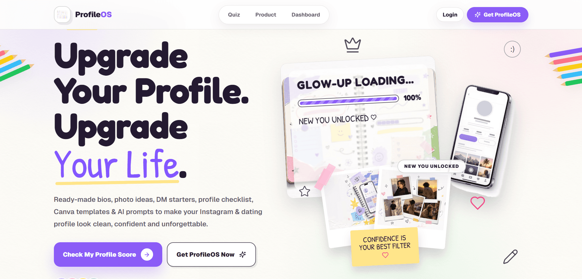 ProfileOS digital product landing page preview by Kunal Builds