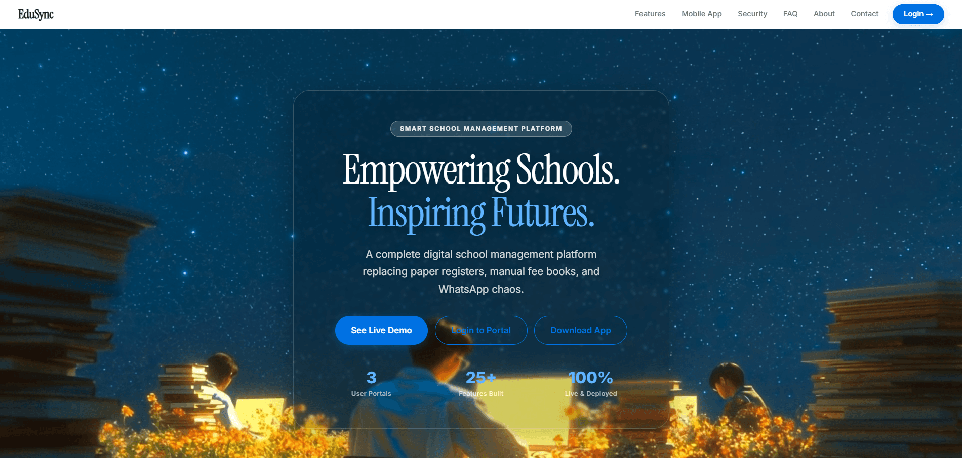 EduSync education dashboard project by Kunal Builds